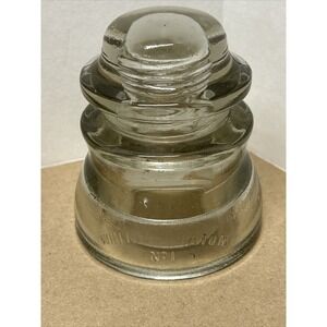 WHITALL TATUM NO 1 GLASS INSULATOR Light Smoke Single Wire Double‎ Skirt 12-46